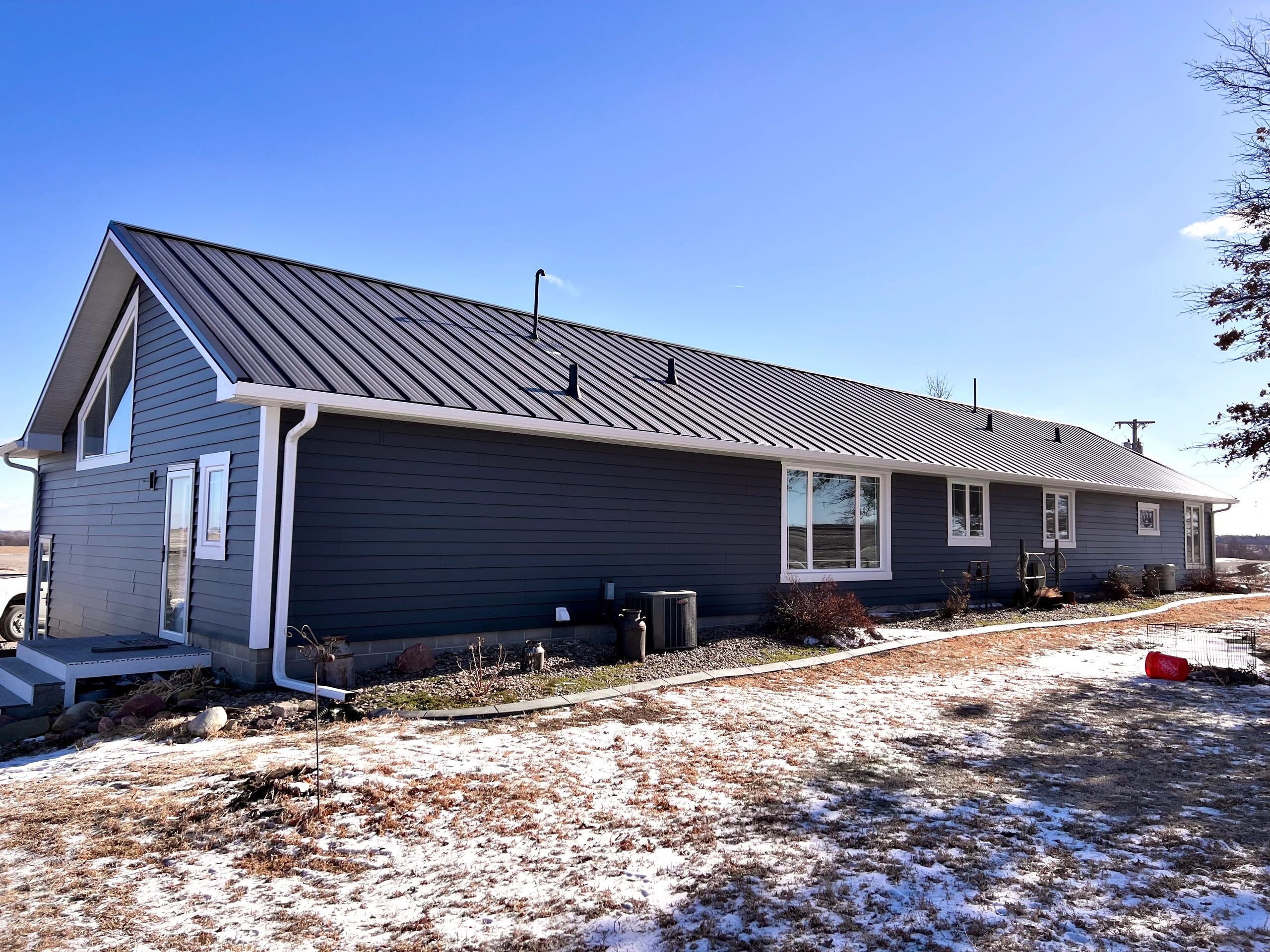 Dark siding on a single story home